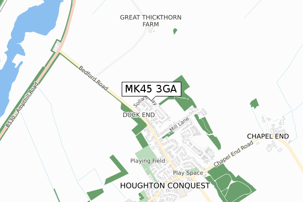 MK45 3GA map - small scale - OS Open Zoomstack (Ordnance Survey)