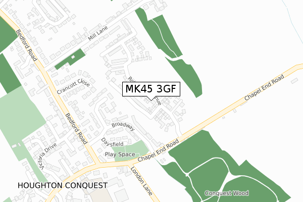 MK45 3GF map - large scale - OS Open Zoomstack (Ordnance Survey)