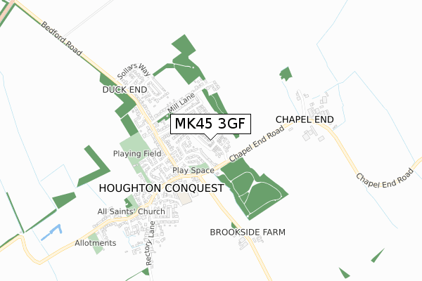 MK45 3GF map - small scale - OS Open Zoomstack (Ordnance Survey)