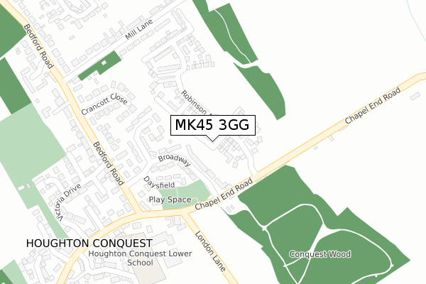 MK45 3GG map - large scale - OS Open Zoomstack (Ordnance Survey)