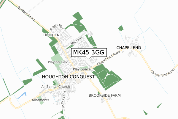 MK45 3GG map - small scale - OS Open Zoomstack (Ordnance Survey)