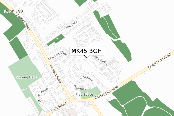 MK45 3GH map - large scale - OS Open Zoomstack (Ordnance Survey)