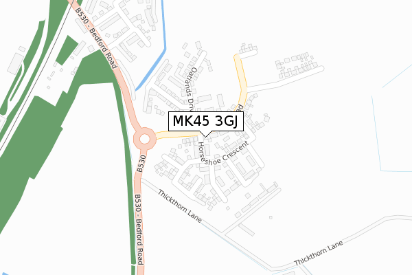 MK45 3GJ map - large scale - OS Open Zoomstack (Ordnance Survey)