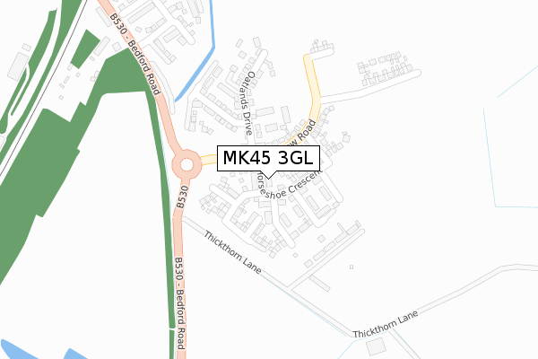 MK45 3GL map - large scale - OS Open Zoomstack (Ordnance Survey)