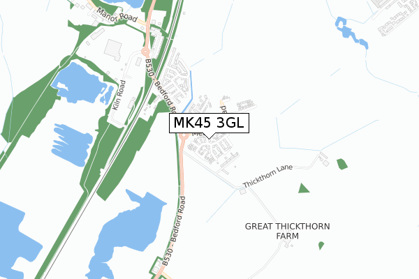MK45 3GL map - small scale - OS Open Zoomstack (Ordnance Survey)