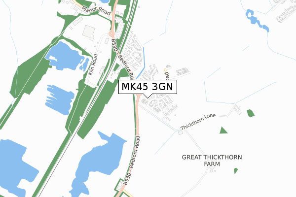 MK45 3GN map - small scale - OS Open Zoomstack (Ordnance Survey)