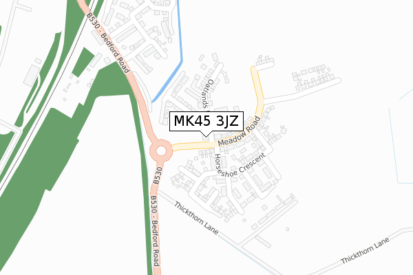 MK45 3JZ map - large scale - OS Open Zoomstack (Ordnance Survey)
