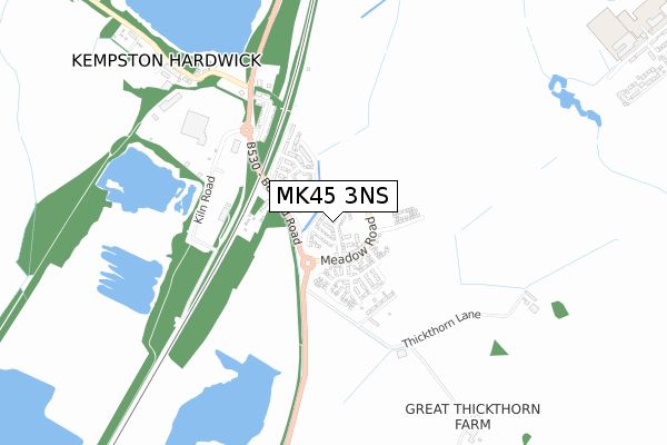 MK45 3NS map - small scale - OS Open Zoomstack (Ordnance Survey)