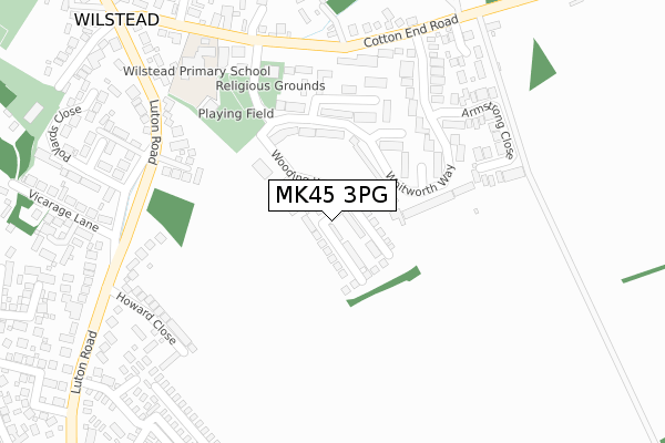 MK45 3PG map - large scale - OS Open Zoomstack (Ordnance Survey)