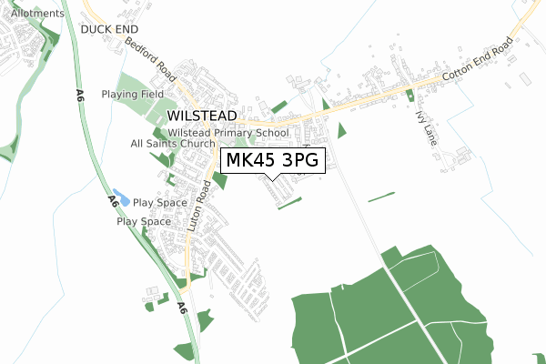 MK45 3PG map - small scale - OS Open Zoomstack (Ordnance Survey)