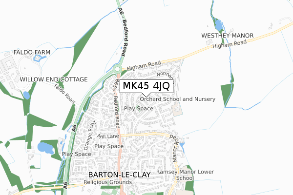 MK45 4JQ map - small scale - OS Open Zoomstack (Ordnance Survey) MK45 4JQ map - small scale - OS Open Zoomstack (Ordnance Survey)