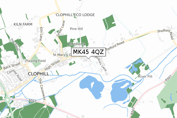 MK45 4QZ map - small scale - OS Open Zoomstack (Ordnance Survey)