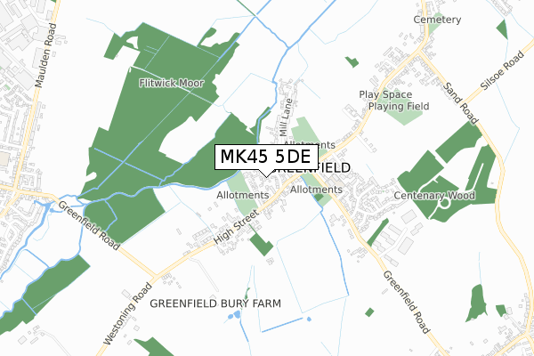 MK45 5DE map - small scale - OS Open Zoomstack (Ordnance Survey)
