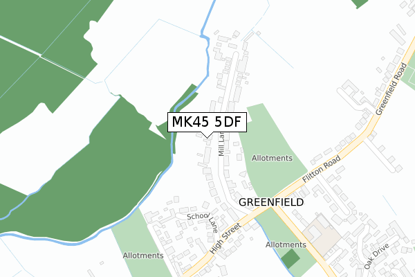 MK45 5DF map - large scale - OS Open Zoomstack (Ordnance Survey)