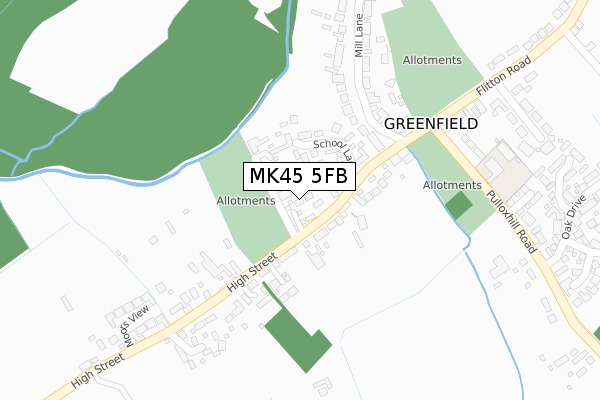 MK45 5FB map - large scale - OS Open Zoomstack (Ordnance Survey)