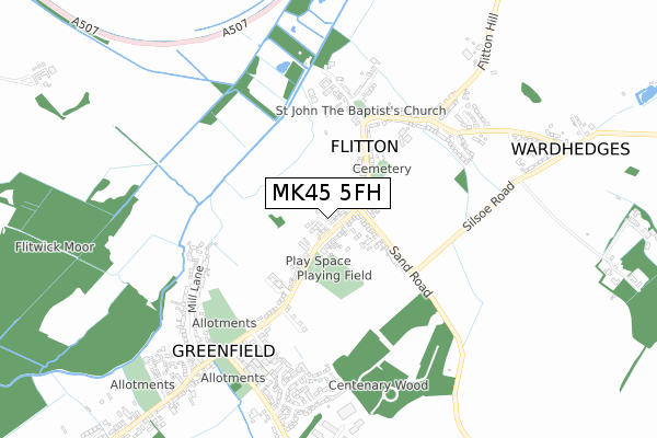 MK45 5FH map - small scale - OS Open Zoomstack (Ordnance Survey)