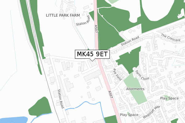 MK45 9ET map - large scale - OS Open Zoomstack (Ordnance Survey)
