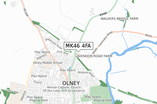 MK46 4FA map - small scale - OS Open Zoomstack (Ordnance Survey)