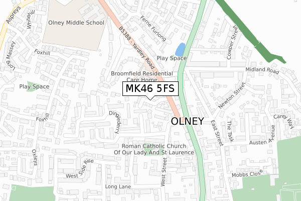 MK46 5FS map - large scale - OS Open Zoomstack (Ordnance Survey)