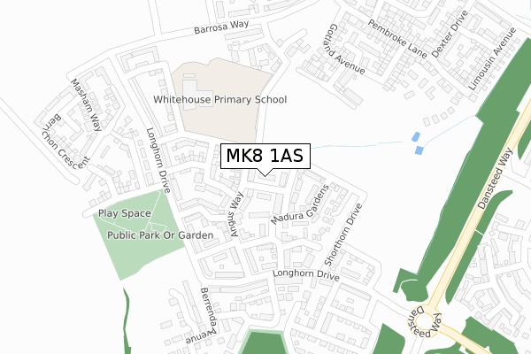 MK8 1AS map - large scale - OS Open Zoomstack (Ordnance Survey)