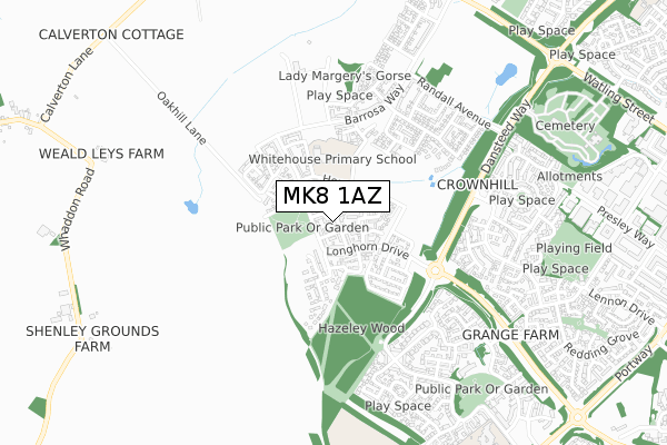 MK8 1AZ map - small scale - OS Open Zoomstack (Ordnance Survey) MK8 1AZ map - small scale - OS Open Zoomstack (Ordnance Survey)