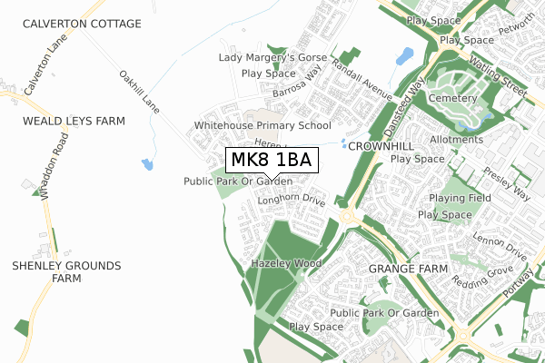 MK8 1BA map - small scale - OS Open Zoomstack (Ordnance Survey) MK8 1BA map - small scale - OS Open Zoomstack (Ordnance Survey)