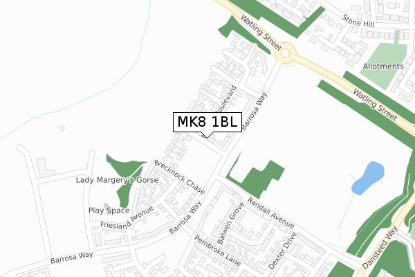 MK8 1BL map - large scale - OS Open Zoomstack (Ordnance Survey) MK8 1BL map - large scale - OS Open Zoomstack (Ordnance Survey)