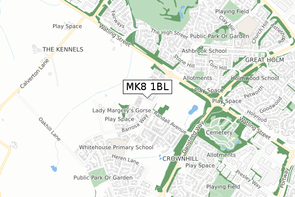 MK8 1BL map - small scale - OS Open Zoomstack (Ordnance Survey) MK8 1BL map - small scale - OS Open Zoomstack (Ordnance Survey)
