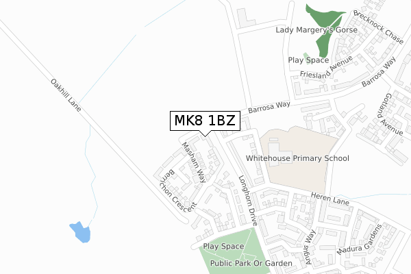 MK8 1BZ map - large scale - OS Open Zoomstack (Ordnance Survey)