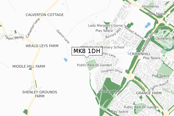 MK8 1DH map - small scale - OS Open Zoomstack (Ordnance Survey) MK8 1DH map - small scale - OS Open Zoomstack (Ordnance Survey)