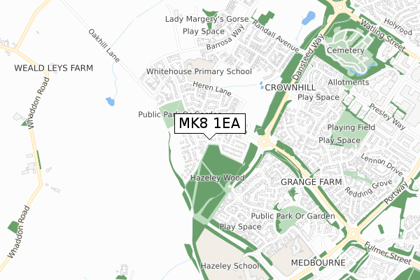 MK8 1EA map - small scale - OS Open Zoomstack (Ordnance Survey) MK8 1EA map - small scale - OS Open Zoomstack (Ordnance Survey)