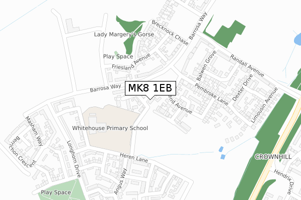 MK8 1EB map - large scale - OS Open Zoomstack (Ordnance Survey)