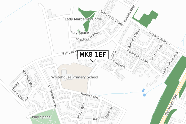 MK8 1EF map - large scale - OS Open Zoomstack (Ordnance Survey)