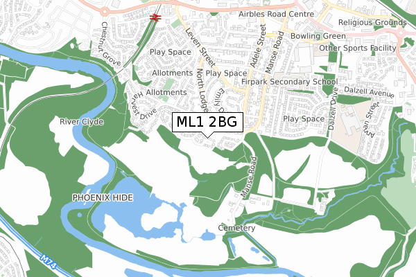 ML1 2BG map - small scale - OS Open Zoomstack (Ordnance Survey)