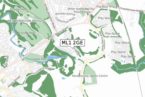 ML1 2GE map - small scale - OS Open Zoomstack (Ordnance Survey)