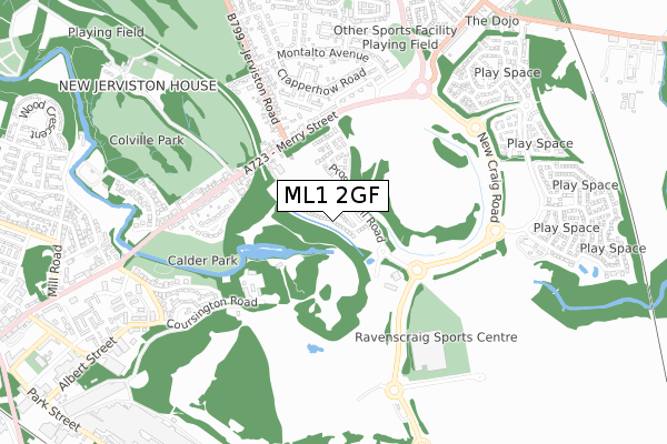 ML1 2GF map - small scale - OS Open Zoomstack (Ordnance Survey)