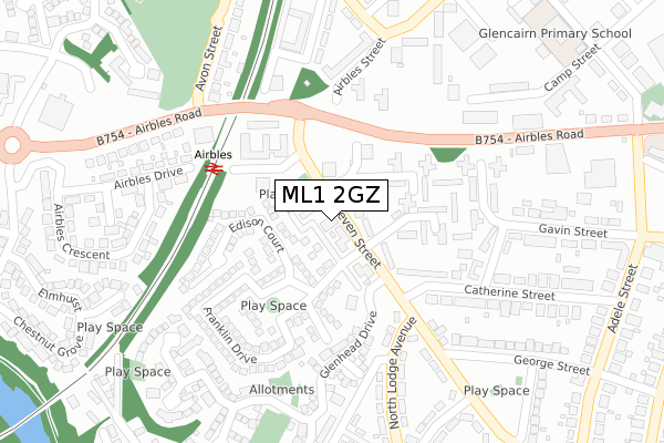 ML1 2GZ map - large scale - OS Open Zoomstack (Ordnance Survey)