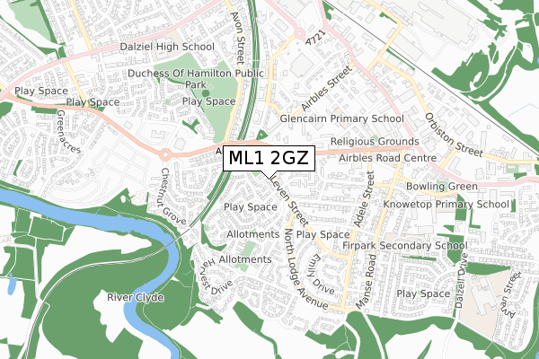ML1 2GZ map - small scale - OS Open Zoomstack (Ordnance Survey)