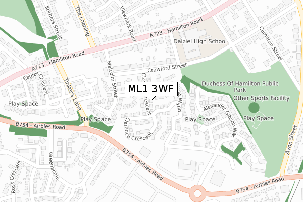 ML1 3WF map - large scale - OS Open Zoomstack (Ordnance Survey)