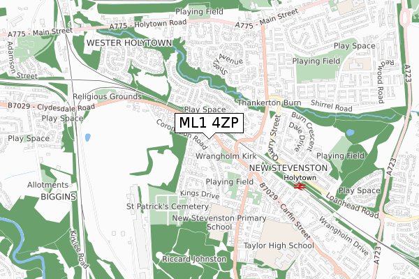ML1 4ZP map - small scale - OS Open Zoomstack (Ordnance Survey)