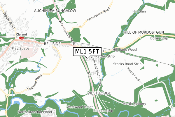 ML1 5FT map - small scale - OS Open Zoomstack (Ordnance Survey)