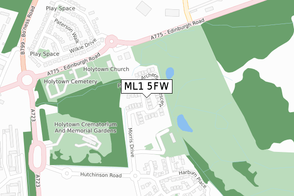 ML1 5FW map - large scale - OS Open Zoomstack (Ordnance Survey)
