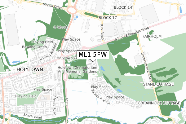 ML1 5FW map - small scale - OS Open Zoomstack (Ordnance Survey)