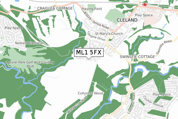ML1 5FX map - small scale - OS Open Zoomstack (Ordnance Survey)