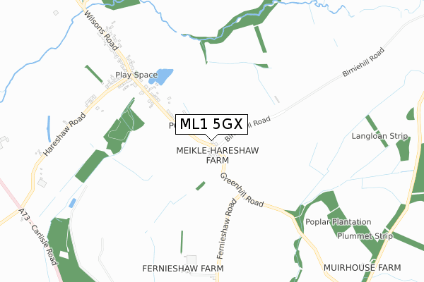 ML1 5GX map - small scale - OS Open Zoomstack (Ordnance Survey)