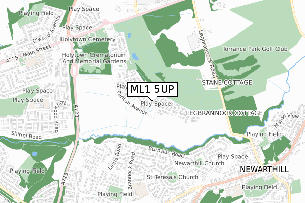 ML1 5UP map - small scale - OS Open Zoomstack (Ordnance Survey)