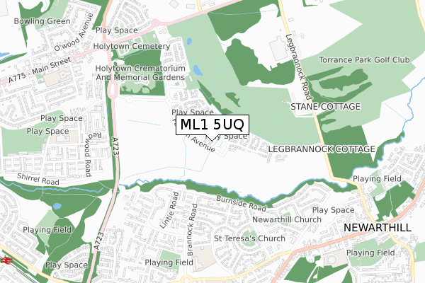 ML1 5UQ map - small scale - OS Open Zoomstack (Ordnance Survey)
