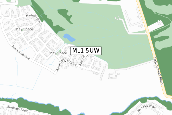 ML1 5UW map - large scale - OS Open Zoomstack (Ordnance Survey)