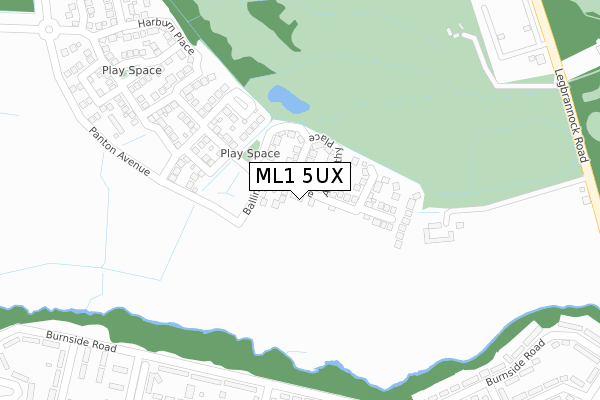 ML1 5UX map - large scale - OS Open Zoomstack (Ordnance Survey)