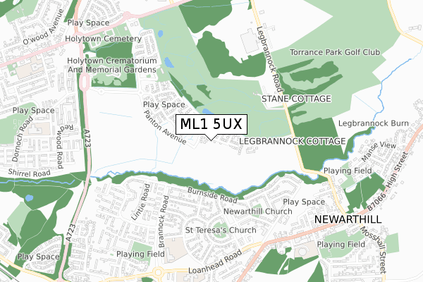 ML1 5UX map - small scale - OS Open Zoomstack (Ordnance Survey)